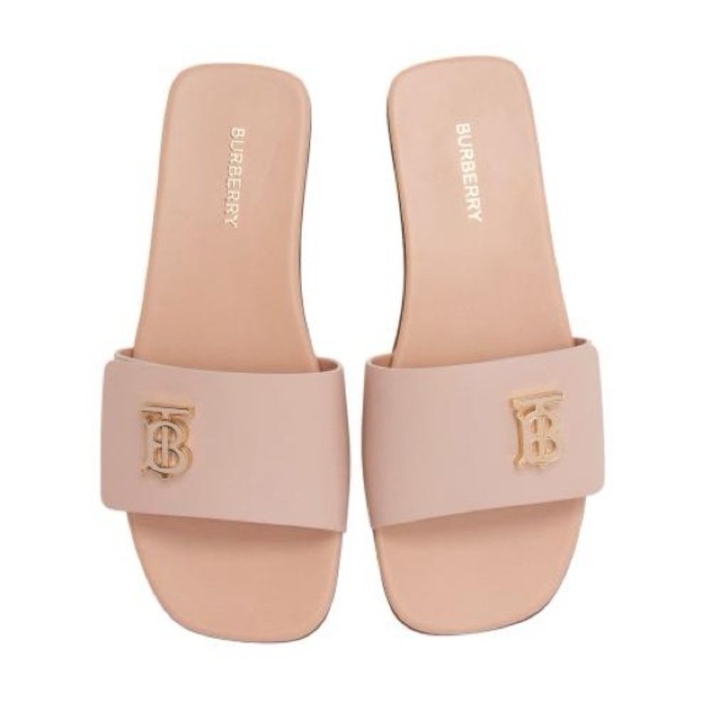 burbery leather tb plaque sandals